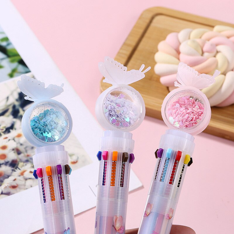 shop with crypto buy Kawaii Butterfly 10 color ballpoint pen Cute Gel Pens for Writing Sationary Pens Supplies Multi Color Pen for School pay with bitcoin