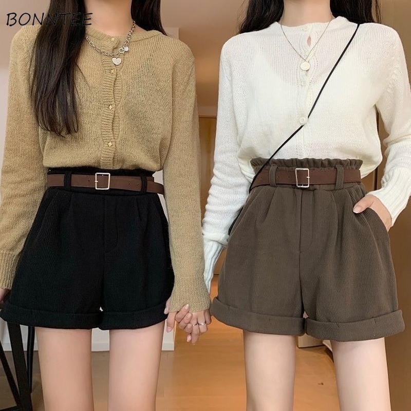shop with crypto buy Shorts Women Loose Elastic Waist Solid Trendy Korean Style Female Simple Soft Casual Streetwear All Match Elegant College Autumn pay with bitcoin