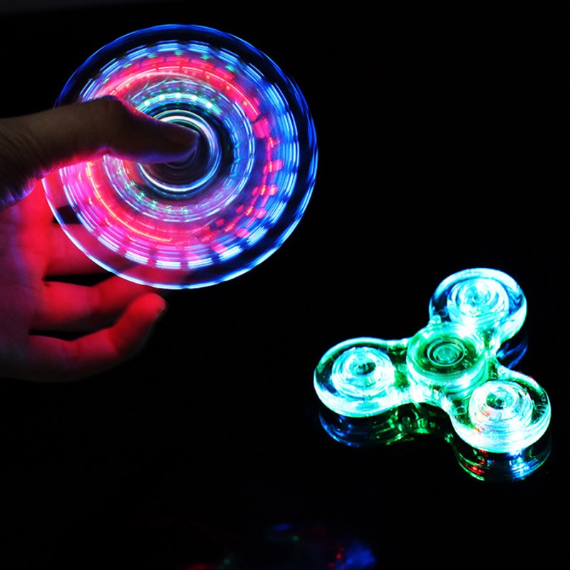 shop with crypto buy Luminous LED light Fidget Spinner Hand Top Spinners Glow in Dark Light EDC Figet Spiner Finger Stress Relief Toys pay with bitcoin