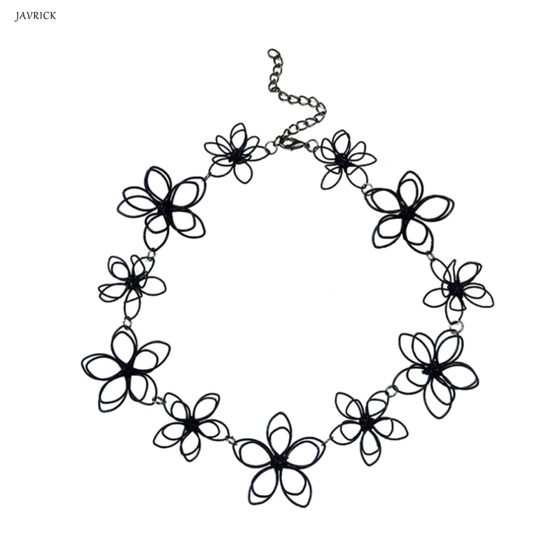 shop with crypto buy JAVRICK Flower Necklace Short Choker Floral Black Jewelry Women Clavicle Chain Statement pay with bitcoin