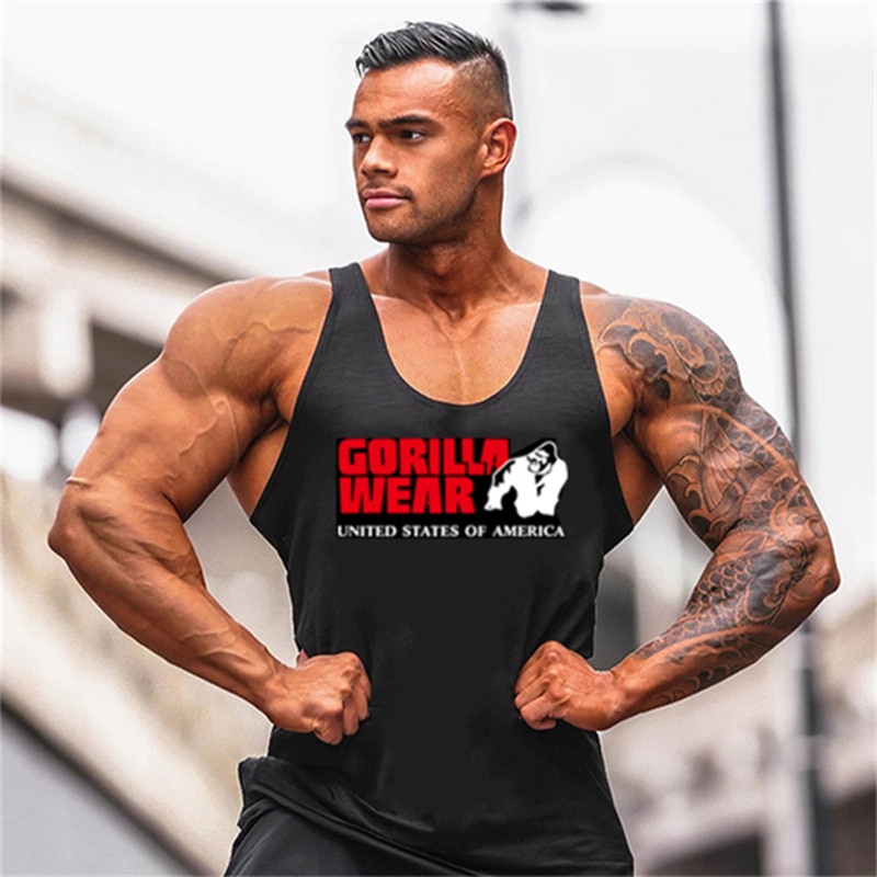 shop with crypto buy Gorilla Wears Stylish Men Cotton Vest Men Fitness Muscle Shirt Vest Bodybuilding Fitness Gym Vest Fitness Male Undershirt pay with bitcoin
