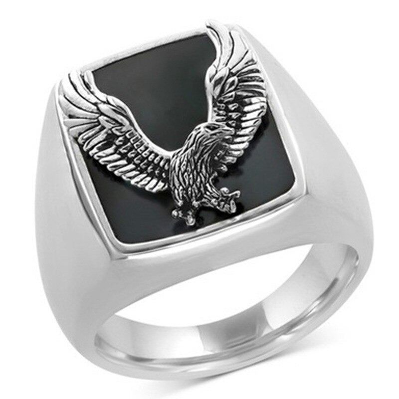 shop with crypto buy New Retro Hip Hop Men s Fashion Domineering Eagle Stainless Steel Ring Punk Style Party Jewelry Biker Ring Anniversary Gift pay with bitcoin