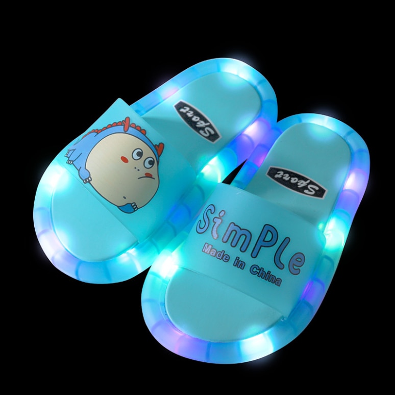 shop with crypto buy 2021 Footwear Luminous Jelly Summer Children LED Slipper Girls Slippers PVC Non-slip Beach Sandals Kids Home Bathroom Blue pay with bitcoin