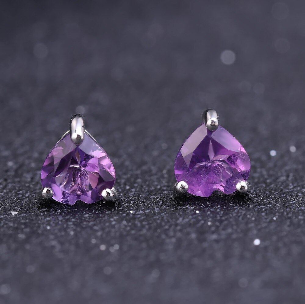 shop with crypto buy Gem s Ballet Heart Shape 6mm 1 57Ct Natural Amethyst Gemstone Stud Earrings 925 Sterling Silver Fashion Jewelry for Women pay with bitcoin