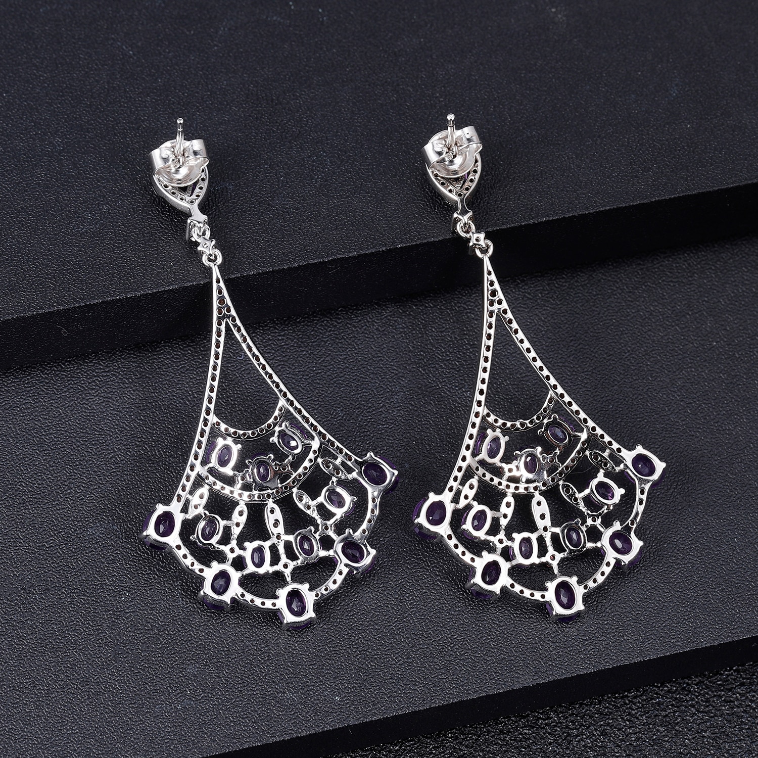 shop with crypto buy GEM S BALLET 7 17Ct Natural Amethyst Earrings 925 Sterling Sliver Ethnic Gypsy Statement Dangle Earrings For Women Fine Jewelry pay with bitcoin