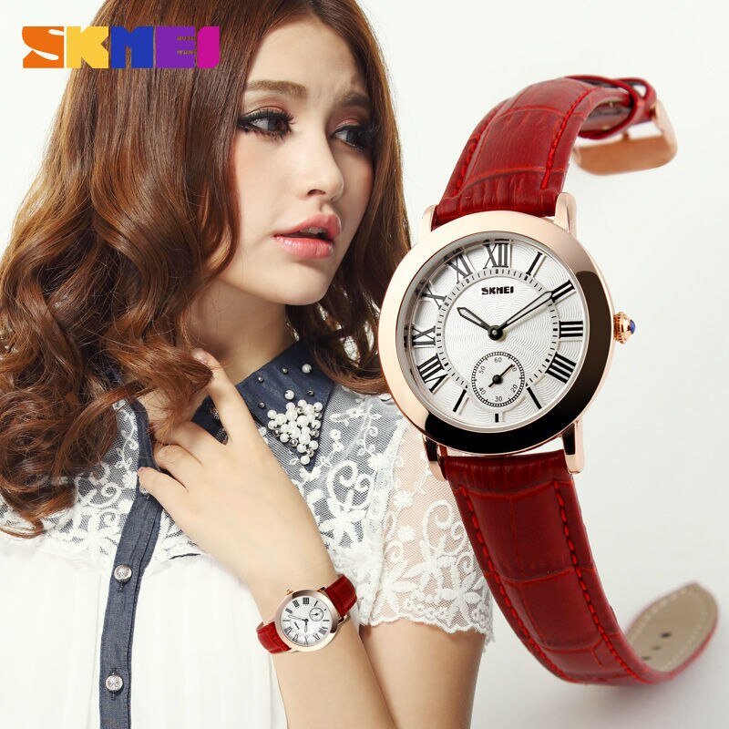 shop with crypto buy SKMEI Women Ladies Quartz Watch Women s Watches Genuine Leather Band Waterproof Clock Montre Femme Reloj Mujer Wristwatch 1083 pay with bitcoin