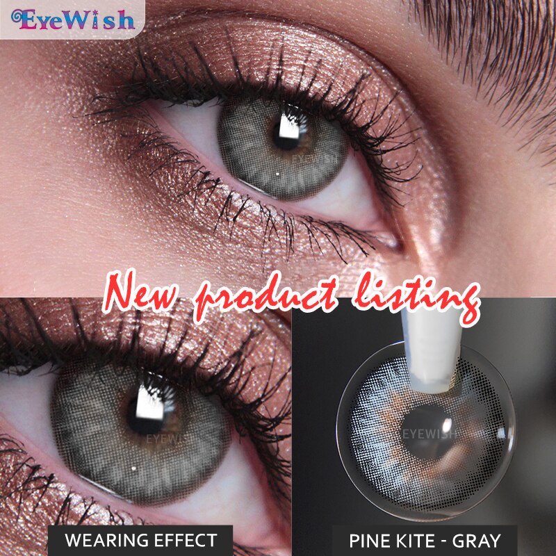 EYEWISH 2pcs pair Natural Pupli Lenses Colored Contact Lenses Brown Gray Eye Contacts Prescription Lenses Yearly Use DIA:14mm