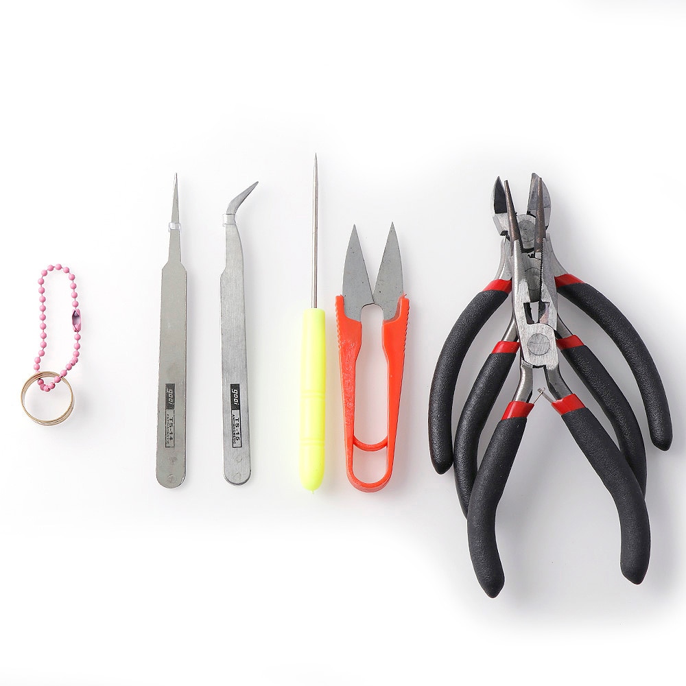 shop with crypto buy 8pcs  set Jewelry Making Tool Kits Pliers Set With Round Nose Plier Side Cutting Pliers Wire Cutter Scissor Beading Tweezers pay with bitcoin