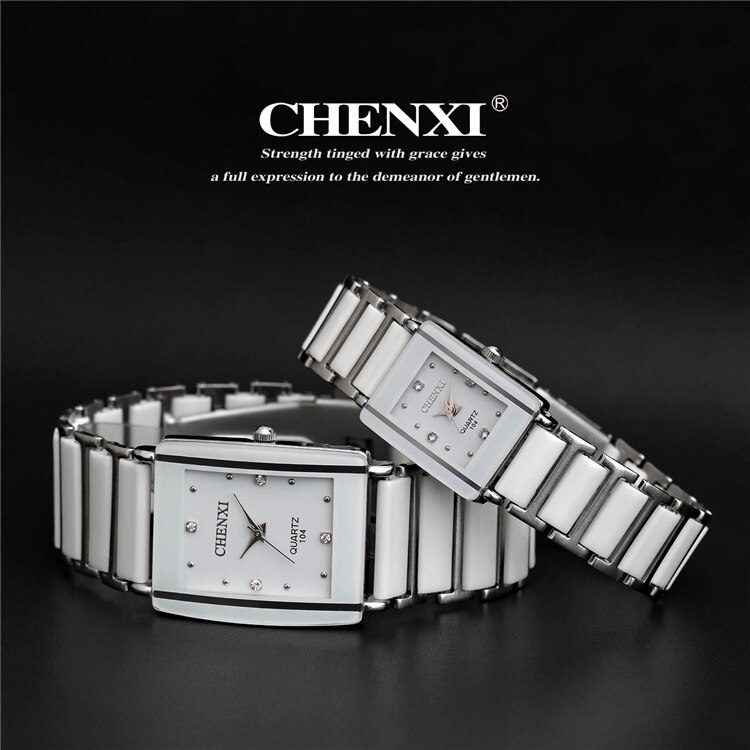 shop with crypto buy newest hot sales fashion high quality brand chenxi women men couples Leisure watch waterproof Square ceramics wristwatch CX 104 pay with bitcoin