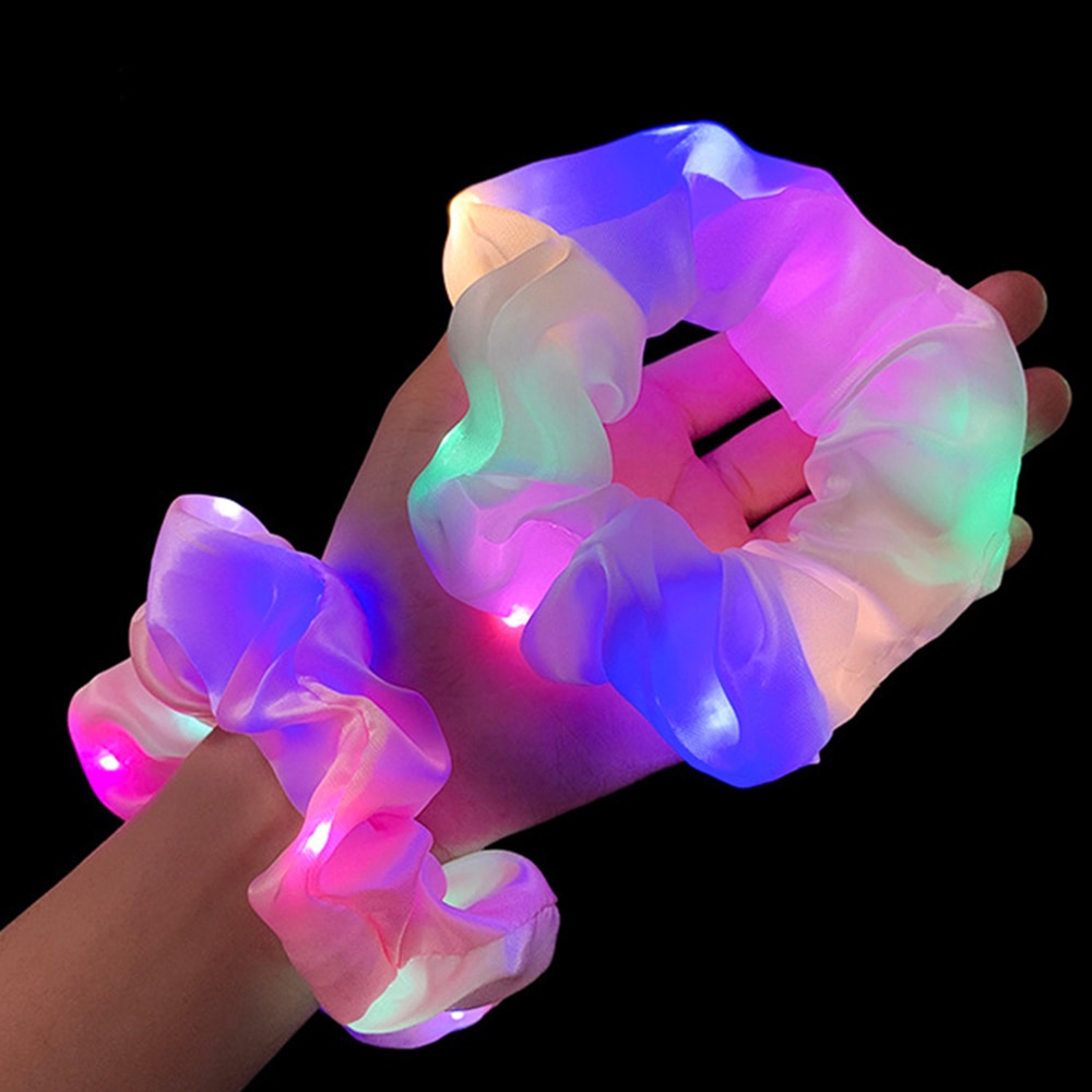 shop with crypto buy 2020 New Arrival Girls LED Luminous Scrunchies Hairband Ponytail Holder Headwear Elastic Hair Bands Solid Color Hair Accessories pay with bitcoin