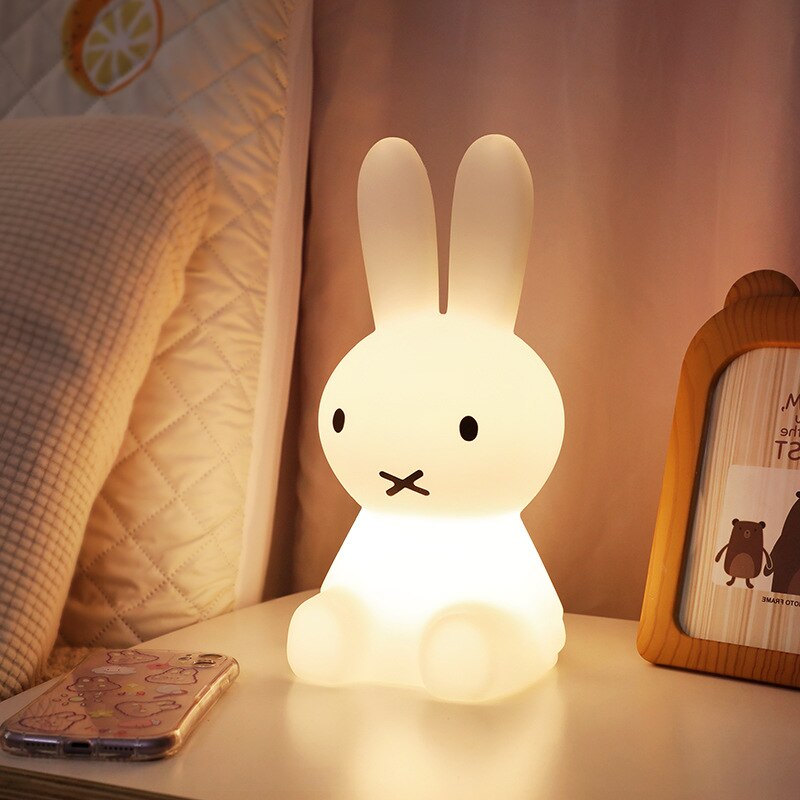 shop with crypto buy VIP 28CM Creative Lovely Cartoon Rabbit Lamp for House Office Decoration Rechargeable Bedroom Bedside Baby LED Small Nightlights pay with bitcoin