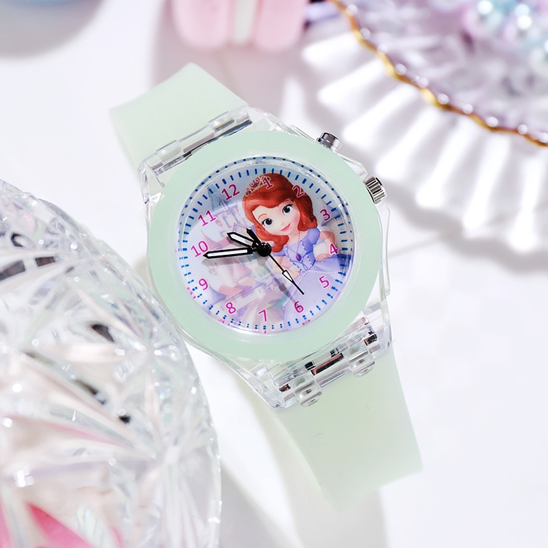 shop with crypto buy Disney Frozen Watch Princess Aisha Children s Luminous Watch Student Silicone Colorful Lights Watch gifts for girls kids watches pay with bitcoin