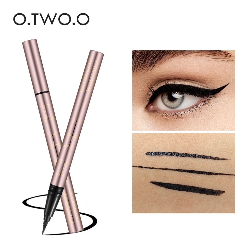 shop with crypto buy O.TWO.O Black Liquid Eyeliner Eye Make Up Super Waterproof Long Lasting Eye Liner Easy to Wear Eyes Makeup Cosmetics Tools pay with bitcoin