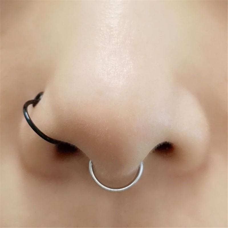 shop with crypto buy Fake Septum Nose Hoop Rings Stainless Steel Faux Lip Ear Nose Septum Ring Non Piercing Clip On Nose Hoop Rings Body Piercing pay with bitcoin