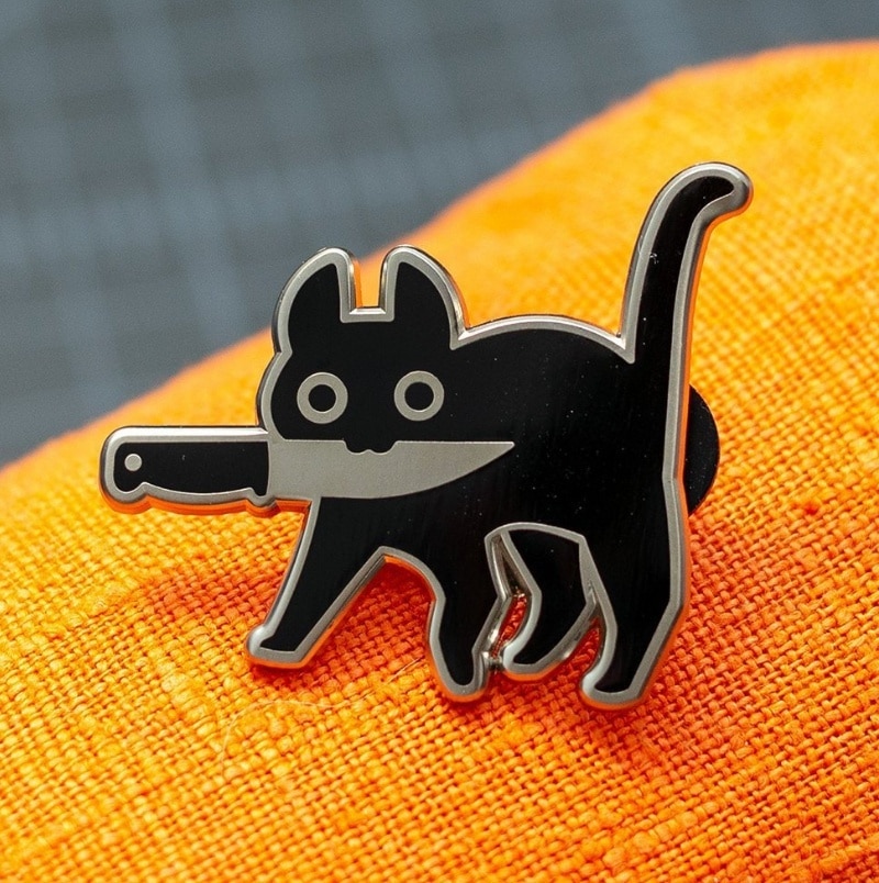 shop with crypto buy Cartoon Creative Black Cat Modeling Pop Enamel Pin Lapel Badges Brooch Funny Fashion Jewelry pay with bitcoin