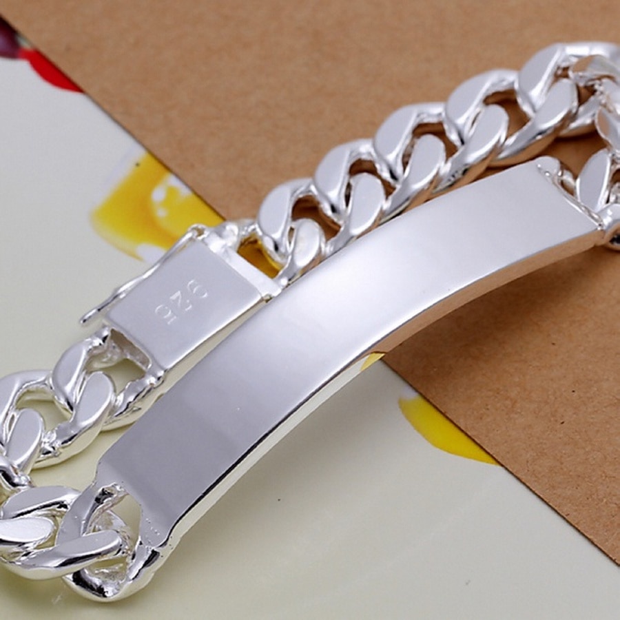 shop with crypto buy Charm 925 Sterling silver design noble pretty 10MM Mens chain Jewelry fashion Geometric Bracelet free shipping factory price pay with bitcoin