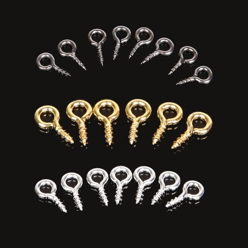shop with crypto buy 300Pcs Mini Screw Eye Pins for Jewelry Making Pearl Beads Screw Threaded Hooks Eyelets Clasps Findings for Bracelet DIY Earrings pay with bitcoin