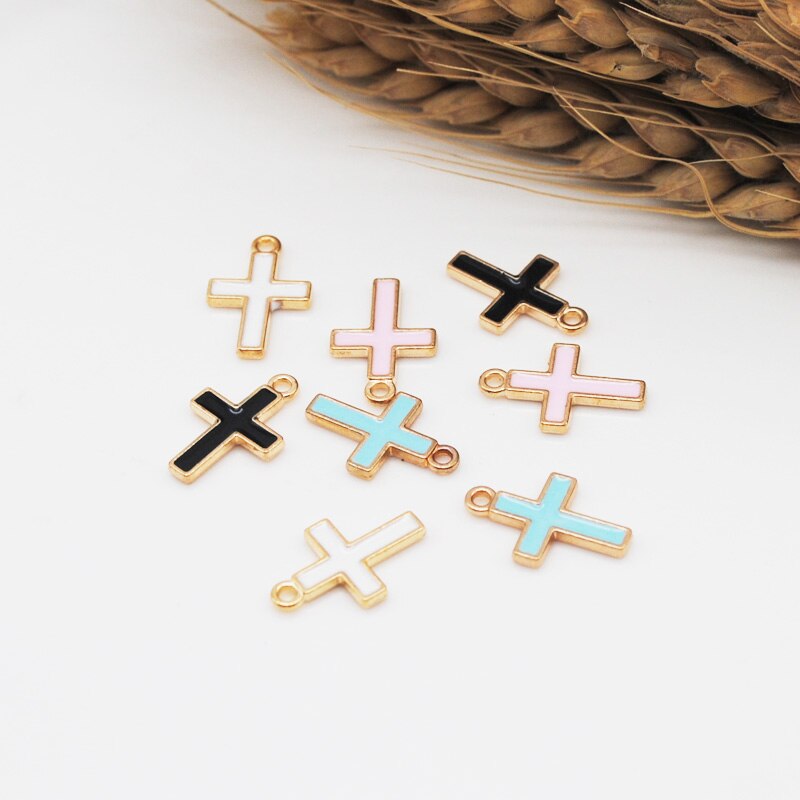 shop with crypto buy 20pcs lot 16 5 10 5mm Jewelry Accessories Enamel Small Cross Charms Earrings Necklace Pendant Handmade DIY Material pay with bitcoin