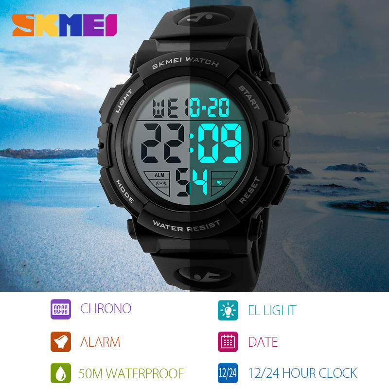 shop with crypto buy SKMEI Chrono Men Watch Top Luxury Brand Sport Watch Electronic Digital Male Wrist Clock Man 50M Waterproof Men s Watches 1258 pay with bitcoin
