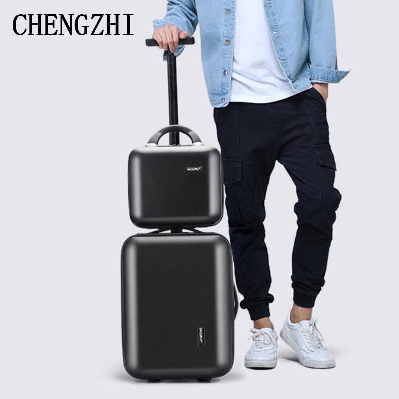 shop with crypto buy 16 inch business small travel suitcase set carry on trolley bag hand luggage bag on wheels pay with bitcoin