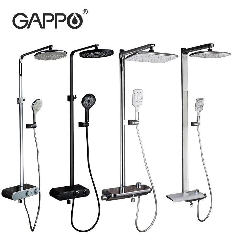 GAPPO modern shower faucet hot and cold water mixer faucets bathroom rainfall shower system brass black faucet mixer save space