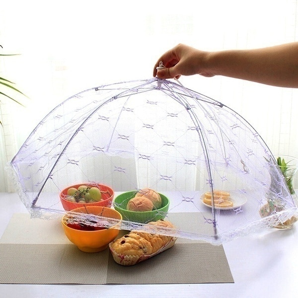 shop with crypto buy 1PC Portable Umbrella Style Food Cover Anti Mosquito Meal Cover Lace Table Home Using Food Cover Kitchen Gadgets Cooking Tools pay with bitcoin