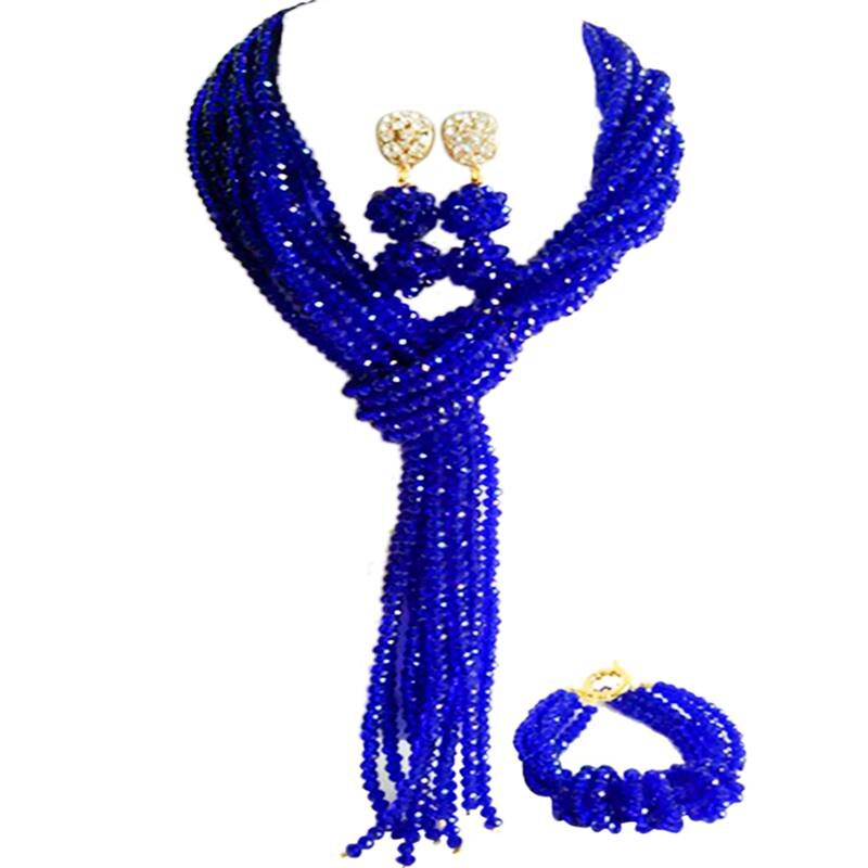 shop with crypto buy Gorgeous Royal Blue Crystal Beaded Women Bridal Jewelry for Engagement 10C WJ 06 pay with bitcoin