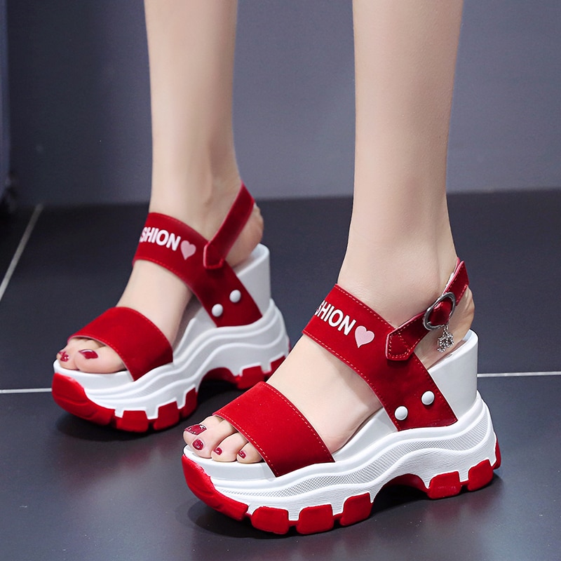 shop with crypto buy Moipheng Platform Sandals Women 2021 New Summer Chunky High Heels Female Wedges Shoes for Women Fish Toe Red Sandalia Feminina pay with bitcoin