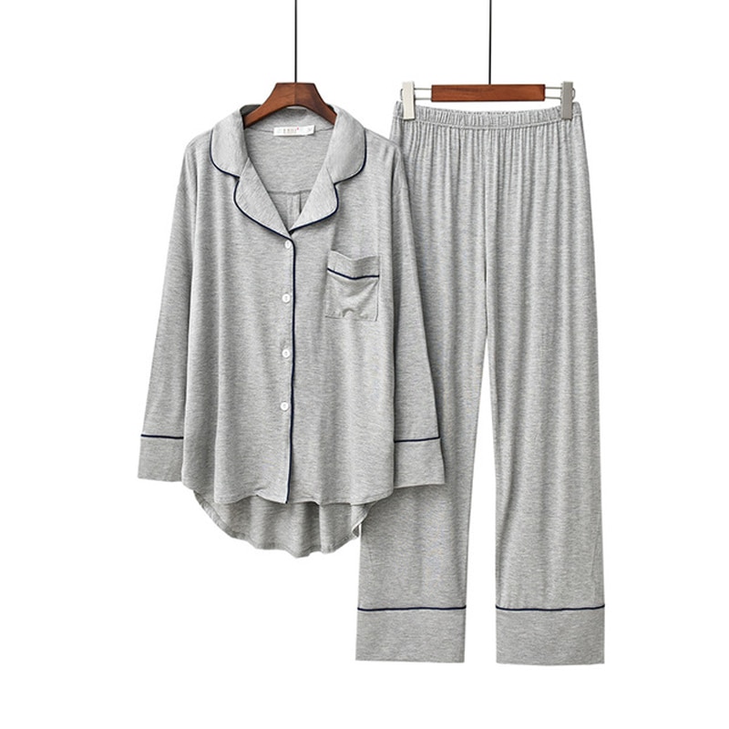shop with crypto buy 2PCS Pajama Sets Women Long Sleeve Solid Modal Loose Breathable Soft Oversized Womens Korean Style Home Clothing Comfortable  pay with bitcoin