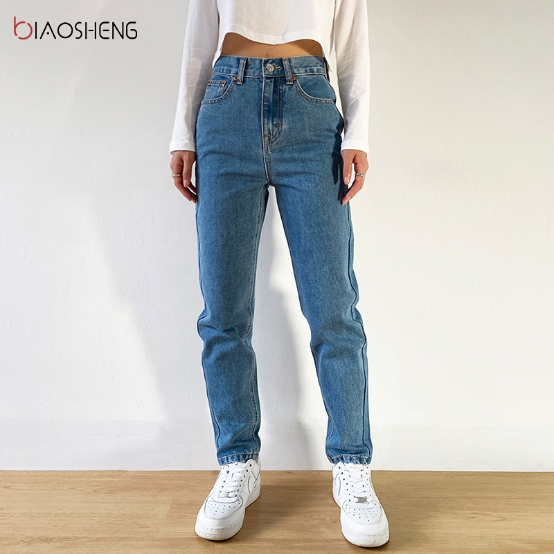 shop with crypto buy Women s Pants Mom Jeans Woman 2020 Undefined Baggy Oversize Loose Wide Denim Pants Fashion High Waisted Straight Trousers pay with bitcoin