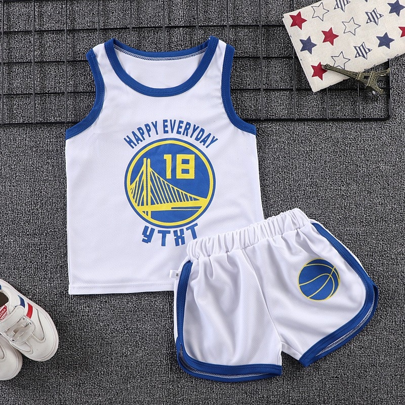 shop with crypto buy 2 To 8 Years Old Baby Vest Set Kids Sport Clothes 2 Piece Set Boys Summer Clothes Girl Thin Suit Boy Basketball Suit pay with bitcoin