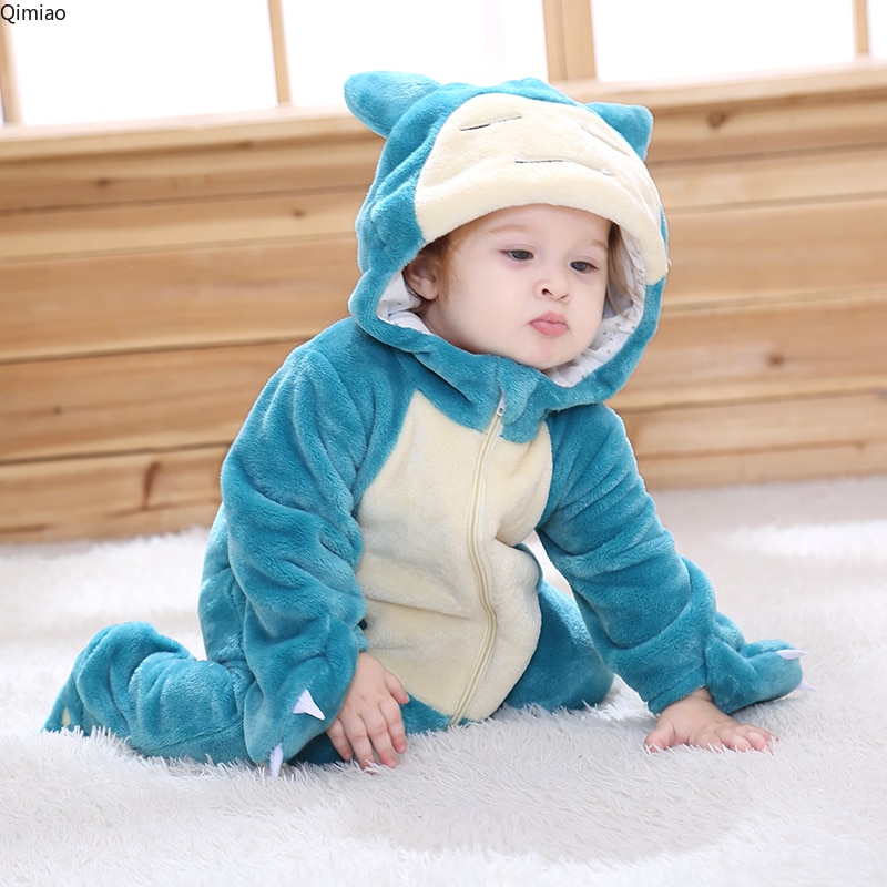 shop with crypto buy Snorlax Onesie Baby Romper Infant Cute Clothes 0-3 Y New Born Boy Girl Clothes Funny Baby Costume Soft Warm Outfit ropa bebe pay with bitcoin