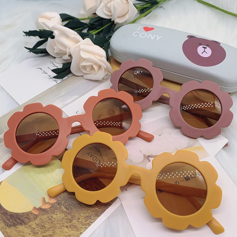 2021 NEW Sun Flower Round Cute kids sunglasses UV400 for Boy girls toddler Lovely baby sun glasses Children Oculos de sol