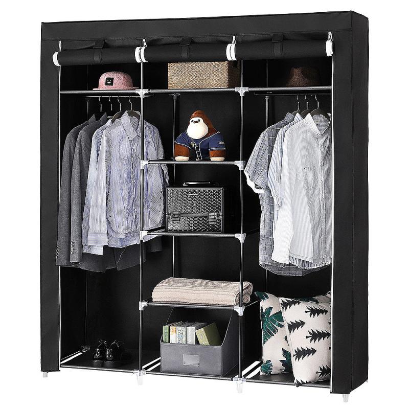 shop with crypto buy Wardrobe Bedroom Folding Clothing Storage Cabinet Dustproof Moistureproof Non-woven Cloth Closet Storage Furniture HWC pay with bitcoin