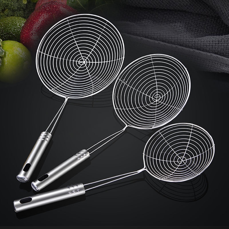 shop with crypto buy 1pc Kitchen Tools Oil Pot Strainer Ladle Skimmer Oval Fine Mesh Stainless Steel for Food Kitchen Accessories pay with bitcoin