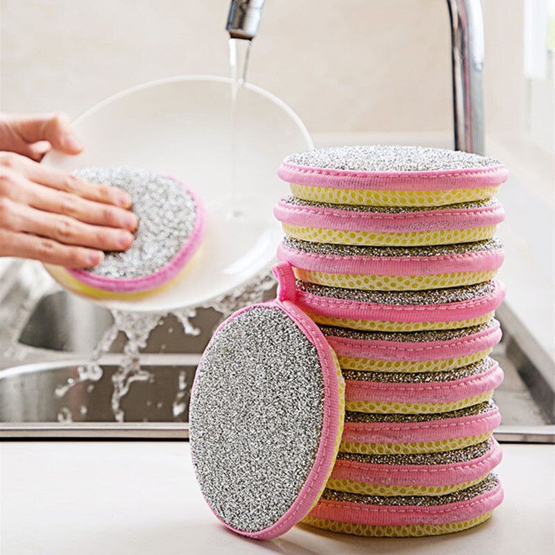 shop with crypto buy 5Pcs Double Side Dishwashing Sponge Pan Pot Dish Wash Sponges Household Cleaning Tools Kitchen Tableware Dish Washing Brush pay with bitcoin