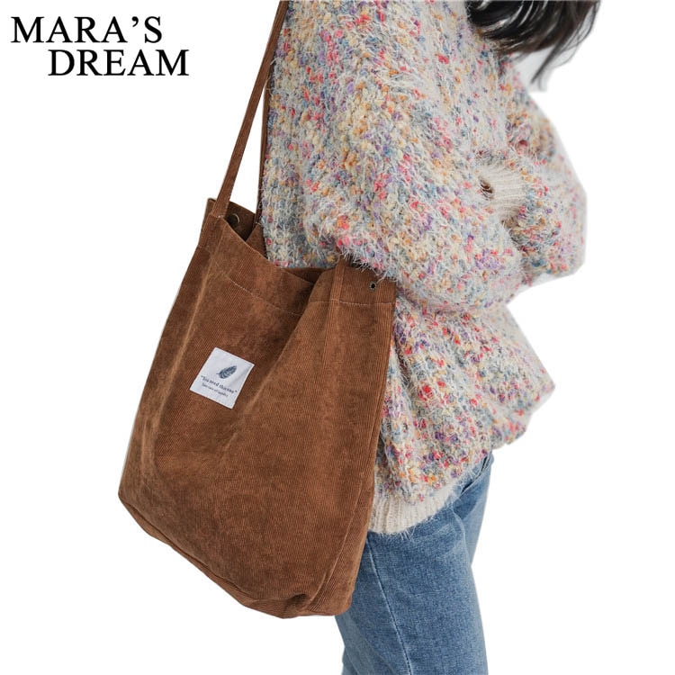 shop with crypto buy Mara,s Dream women,s Handbags Student Corduroy Tote Casual Solid Color Shoulder Bag Reusable Women Bag Shopping Beach Bag pay with bitcoin