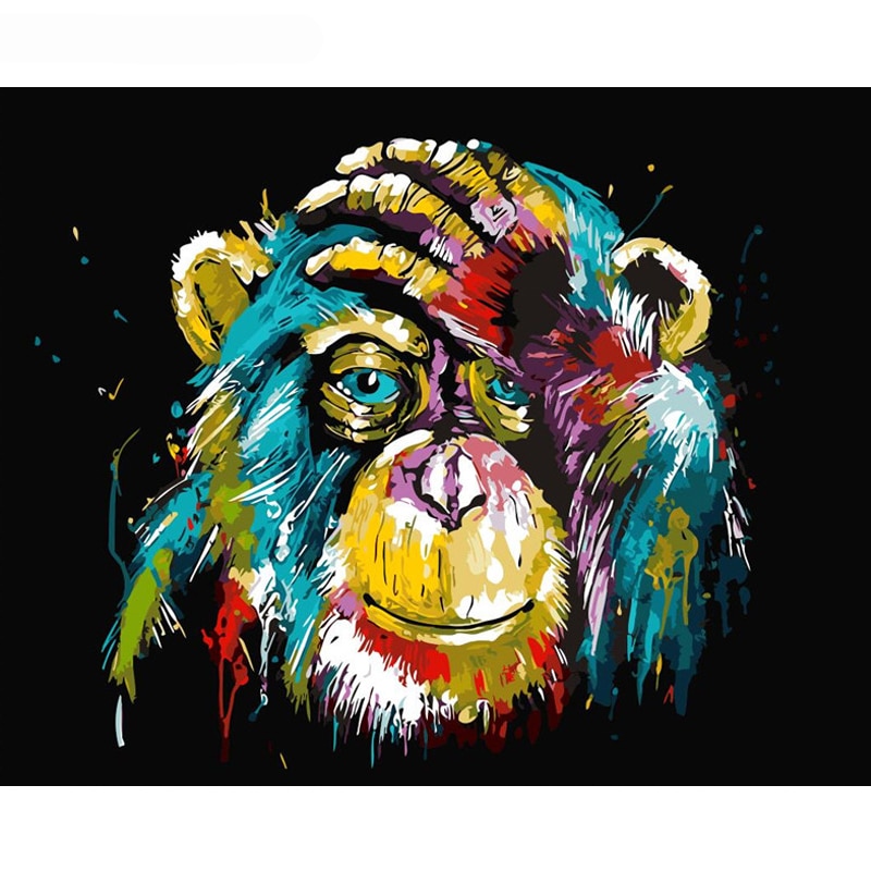 shop with crypto buy DIY Painting By Number Frameless Baboon Animal Wall Art Picture Canvas Painting For Home Decor Artwork Healthy acrylic coating pay with bitcoin