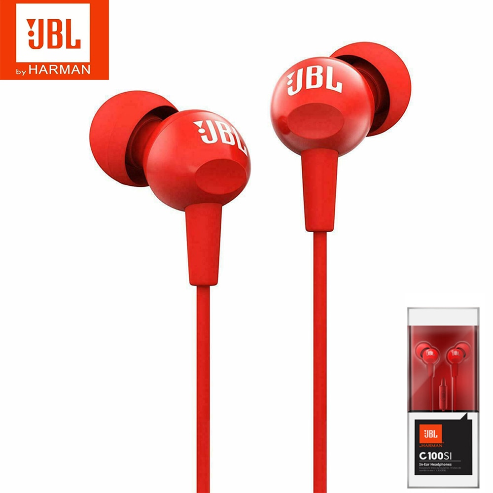 shop with crypto buy Original JBL C100Si Stereo Wired Headphones Deep Bass Music Sports 3.5mm Headset In-ear Earbuds With MIC By HARMAN pay with bitcoin