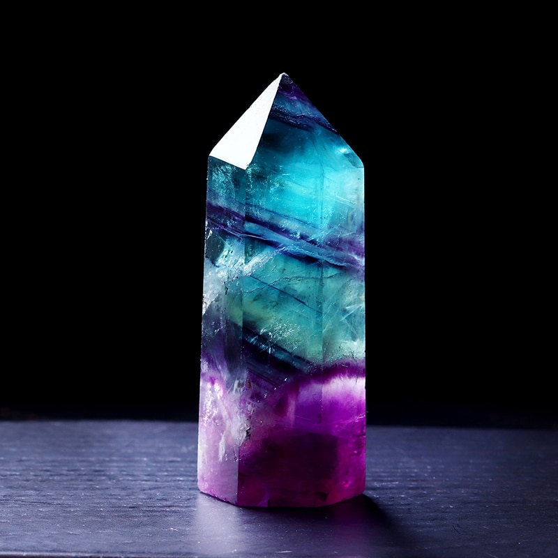 shop with crypto buy 1PC Natural Fluorite Hexagonal Column Crystal Point Healing Wand Mineral Crystal Home Decoration Stone Study Room Decoration pay with bitcoin