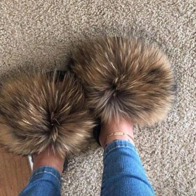 shop with crypto buy 2020 Women Furry Slippers Ladies Shoes Cute Plush Fox Hair Fluffy Sandals Women,s Fur Slippers Winter Warm Slippers Women Hot pay with bitcoin