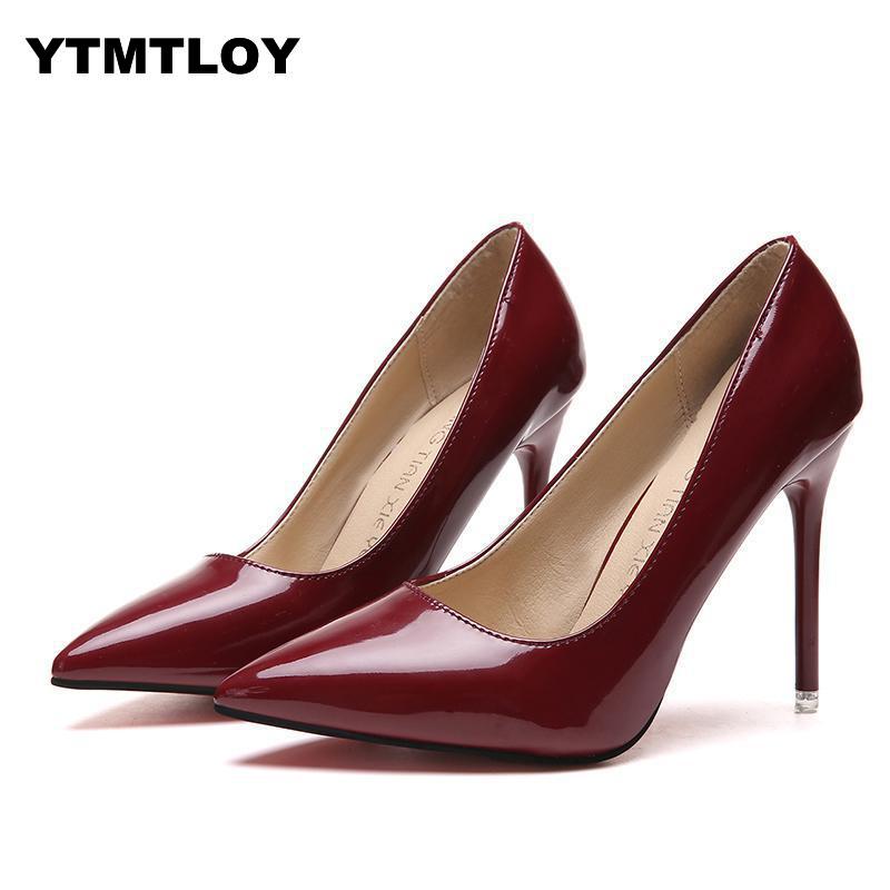 shop with crypto buy 2020 HOT Women Shoes Pointed Toe Pumps Patent Leather Dress High Heels Boat Shoes Wedding Shoes Zapatos Mujer Blue White pay with bitcoin