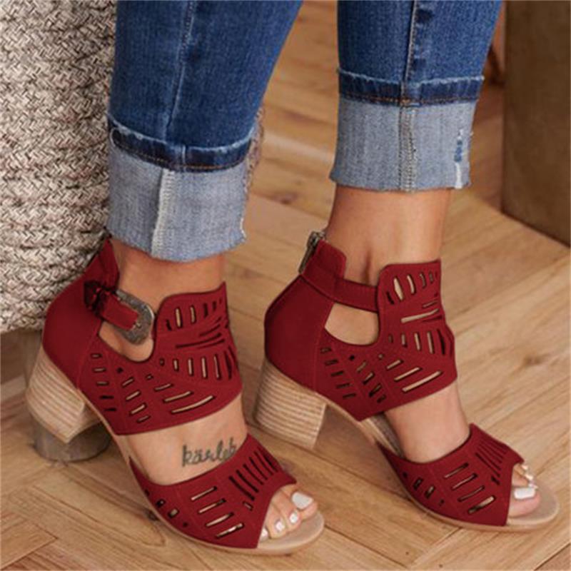 shop with crypto buy DAHOOD Women Wedge Sandals Mid Heel Summer Slip-on Buckle Ladies Shoes Artificial Open Toe Casual Wedding Pumps Women Sandalias pay with bitcoin
