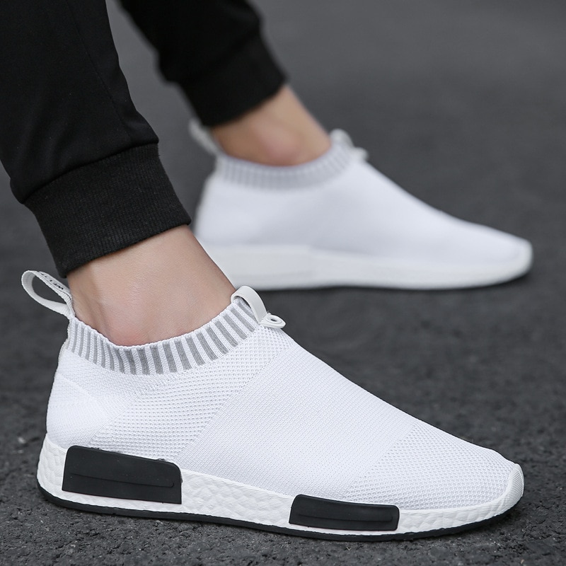 shop with crypto buy Cork Men Shoes Sneakers Men Breathable Air Mesh Sneakers Slip on Summer Non-leather Casual Lightweight Sock Shoes Men Sneakers pay with bitcoin