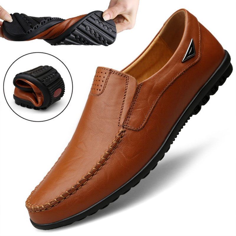 shop with crypto buy Genuine Leather Men Casual Shoes Luxury Brand 2019 Mens Loafers Moccasins Breathable Slip on Black Driving Shoes Plus Size 37-47 pay with bitcoin
