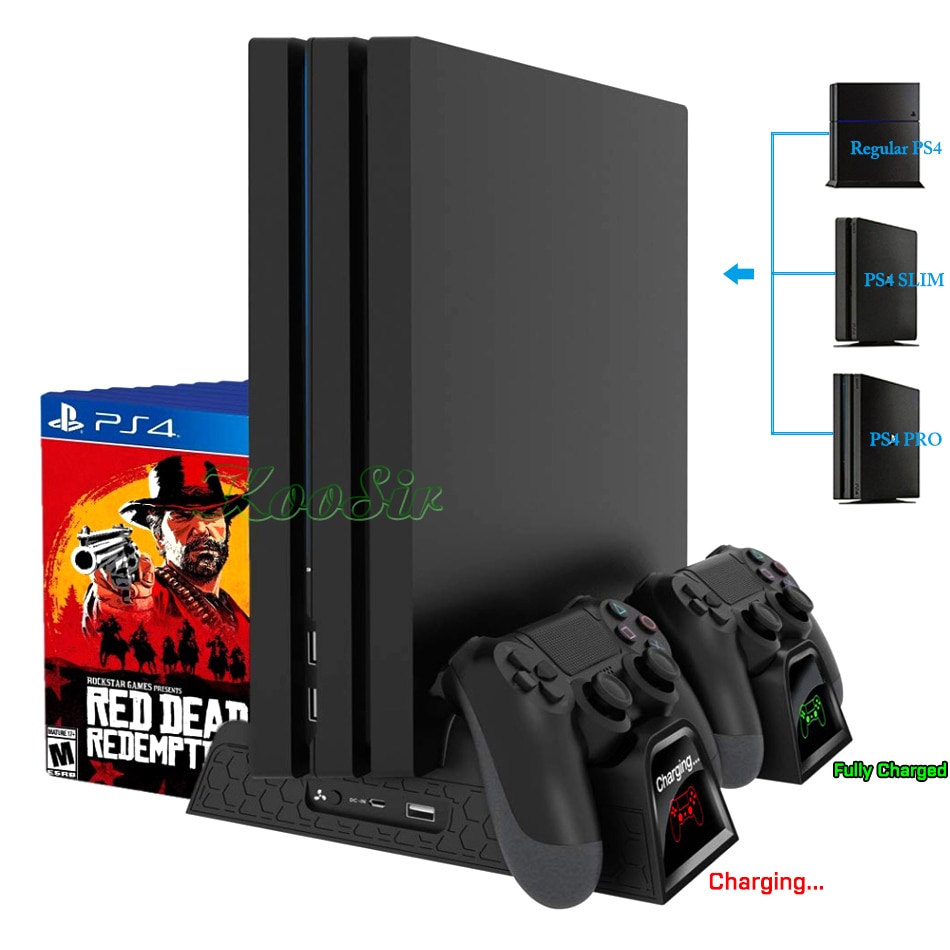 shop with crypto buy PS4/PS4 Slim/PS4 PRO Console Stand with Cooling Fan Cooler PS 4 Dual Controller Charger Charging Station for SONY Playstation 4 pay with bitcoin