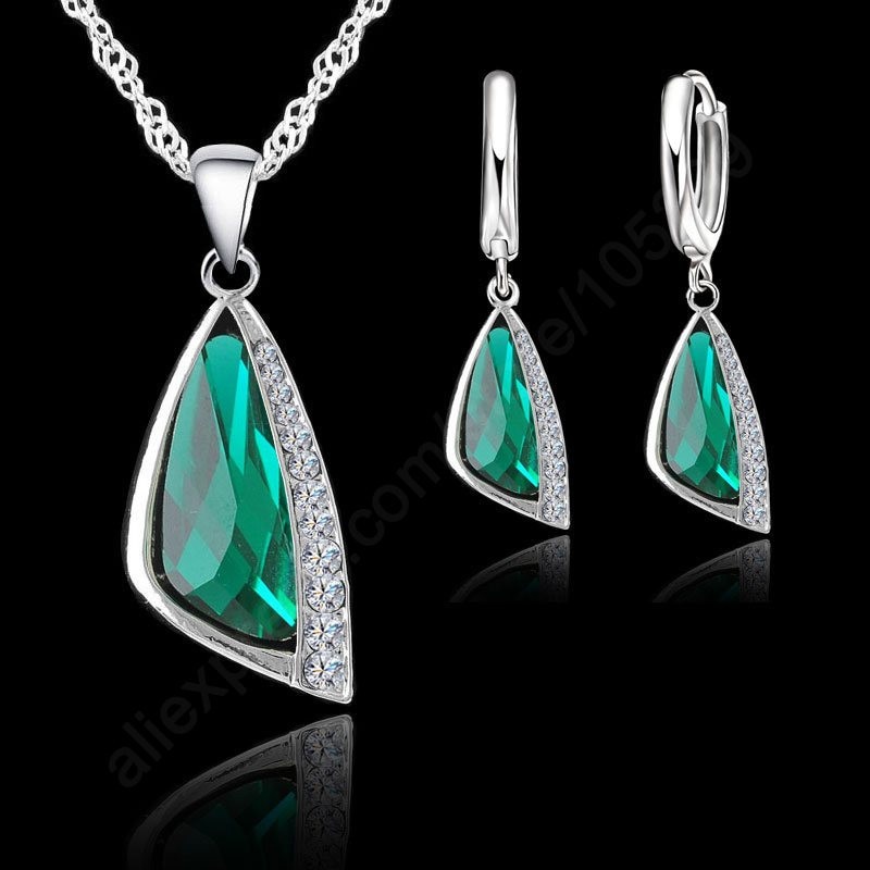 shop with crypto buy Trendy Jewelry Sets 925 Sterling Silver Cubic Zirconia Fashion Jewelry Necklace Pendant Earrings Free Shipping pay with bitcoin