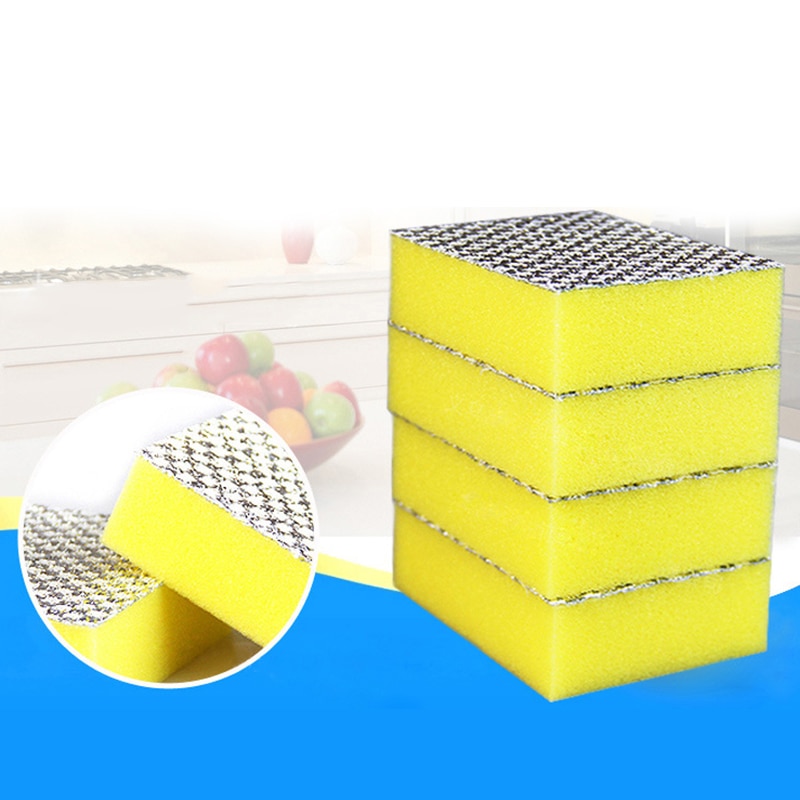shop with crypto buy 10 Pcs/Lot Double Side Kitchen Bathroom Cleaning Dishwashing Sponge Silver Cloth Sponge Scouring Pad Cleaning Tools Supplies pay with bitcoin