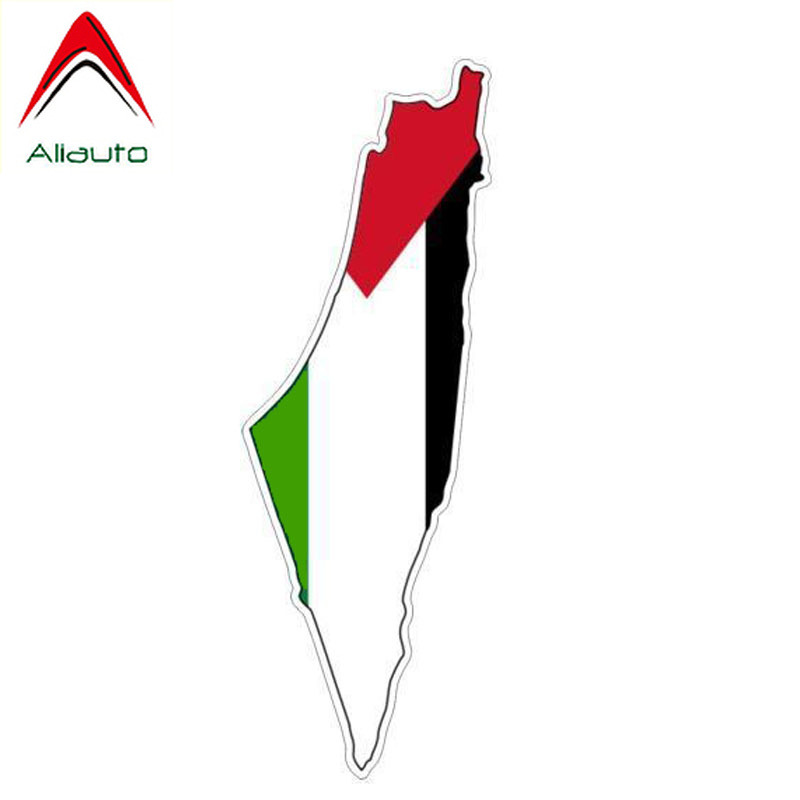 Aliauto Automobile Accessories Palestine Gaza Jews Flag Map Car Sticker Sunscreen Waterproof Reflective Decal PVC,12cm*4cm