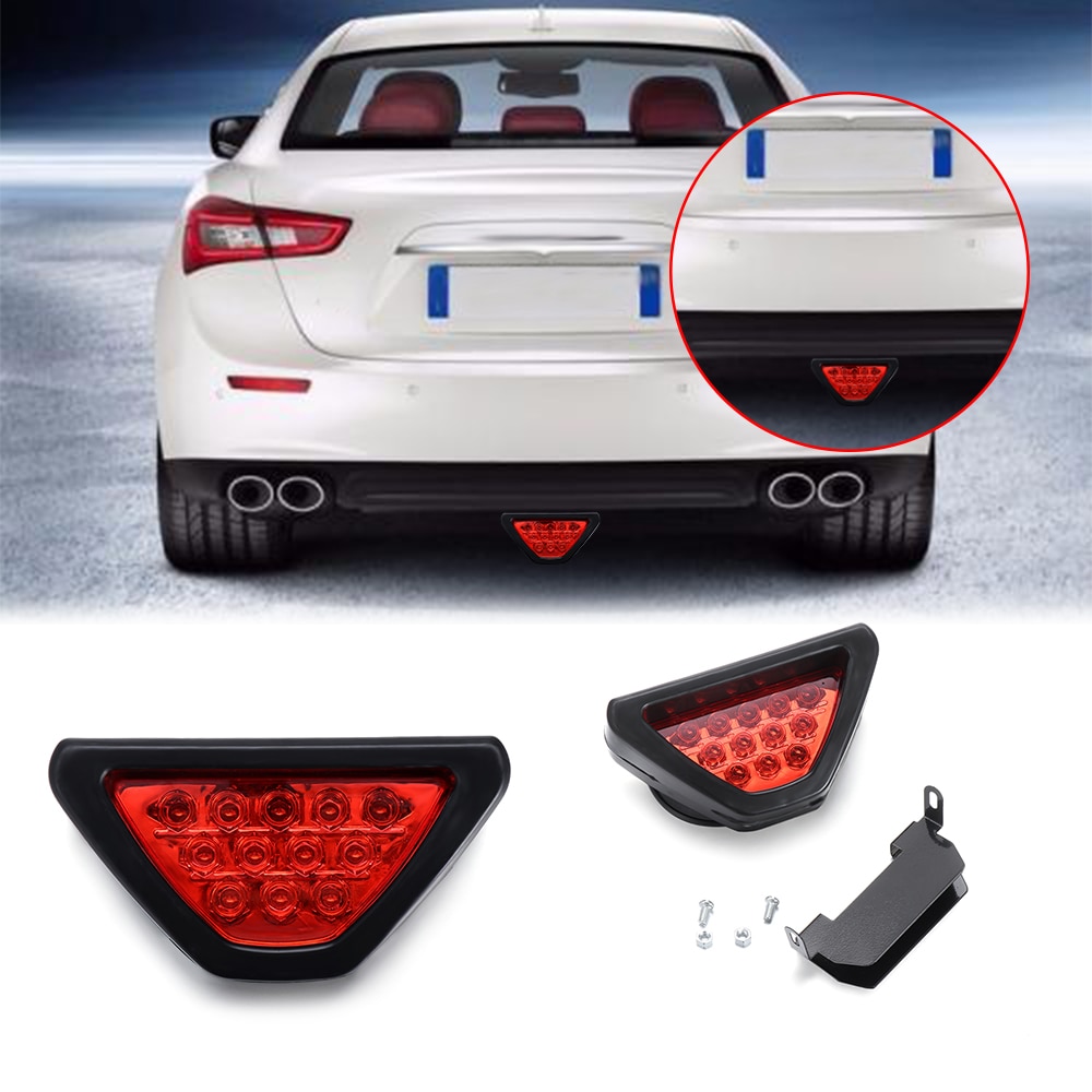 1PC NEW Universal Racing Style Triangle Car Rear Tail Brake Stop Light Strobe Bumper Lamp Bulbs Automobiles Accessories